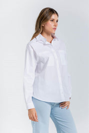 Blusa Manga Larga,Bolsillos Parche,Bordad Amplia ARKITECT