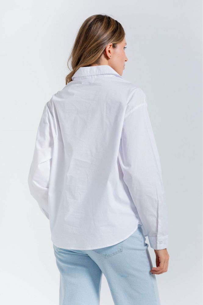 Blusa Manga Larga,Bolsillos Parche,Bordad Amplia ARKITECT