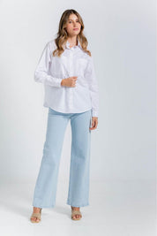 Blusa Manga Larga,Bolsillos Parche,Bordad Amplia ARKITECT