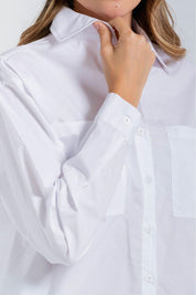 Blusa Manga Larga,Bolsillos Parche,Bordad Amplia ARKITECT