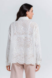 Blusa Cuello Camisero,Perilla, Con Botone Clásica ARKITECT