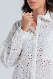 Blusa Cuello Camisero,Perilla, Con Botone Clásica ARKITECT