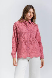 Blusa Cuello Camisero,Perilla, Con Botone Clásica ARKITECT