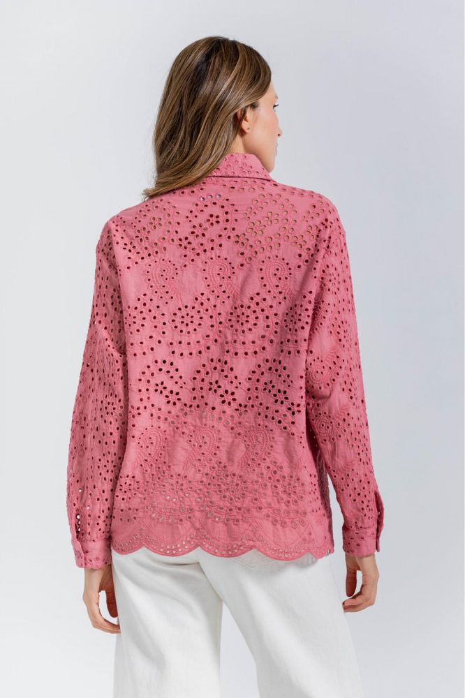 Blusa Cuello Camisero,Perilla, Con Botone Clásica ARKITECT