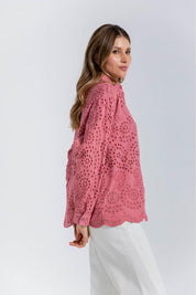 Blusa Cuello Camisero,Perilla, Con Botone Clásica ARKITECT