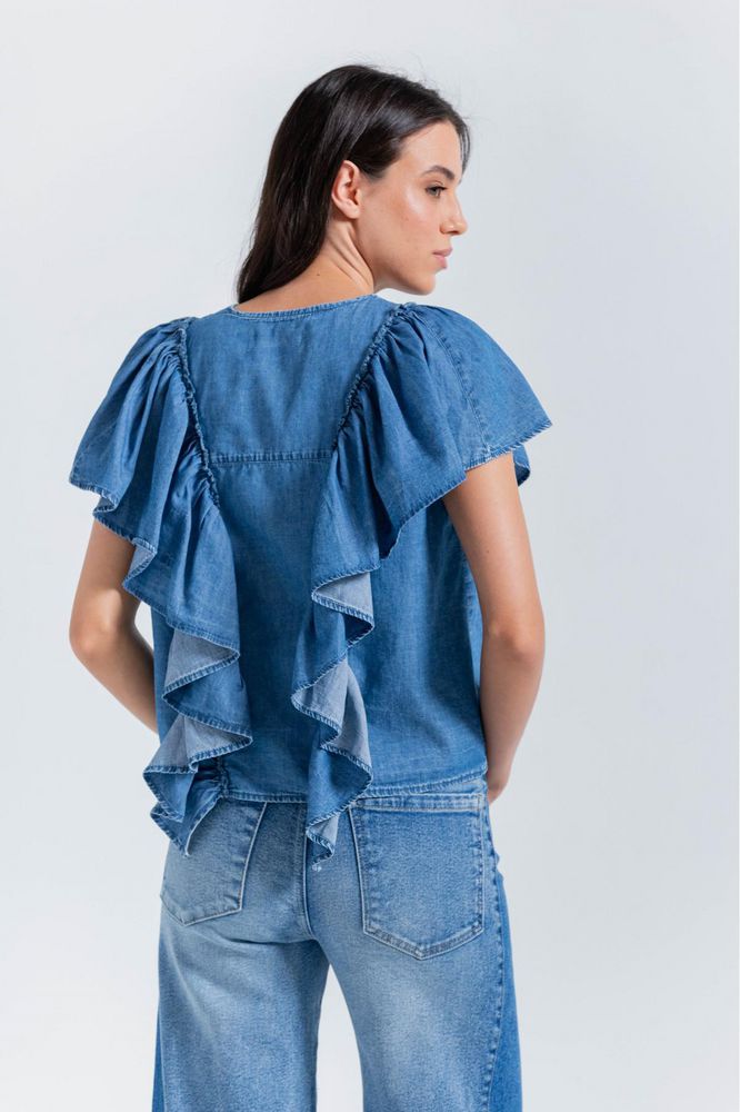 Blusa Manga Corta,Cuello En V ,Boleros Clásica ARKITECT