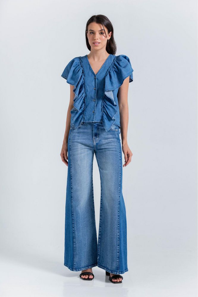 Blusa Manga Corta,Cuello En V ,Boleros Clásica ARKITECT