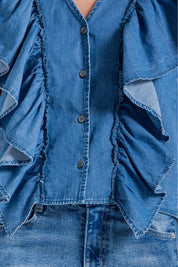Blusa Manga Corta,Cuello En V ,Boleros Clásica ARKITECT