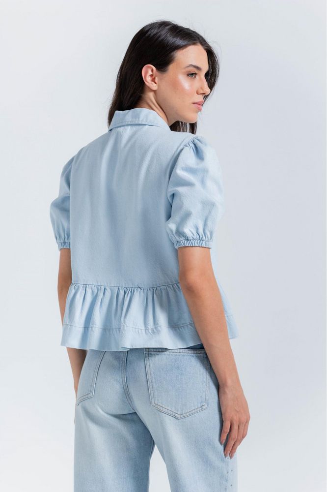 Blusa Manga Corta,Recogido,Anudado Clásica ARKITECT