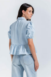 Blusa Manga Corta,Recogido,Anudado Clásica ARKITECT