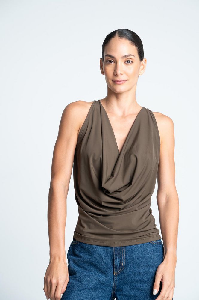Blusa Manga sisa con escote profundo Ajustada ARKITECT