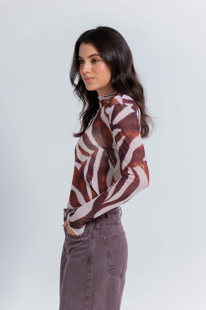 Camiseta Manga Larga,Malla Estampada Ajustada ARKITECT