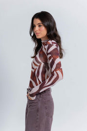 Camiseta Manga Larga,Malla Estampada Ajustada ARKITECT