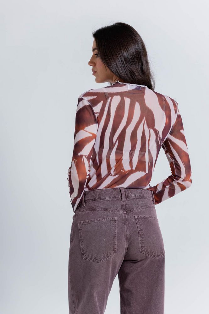 Camiseta Manga Larga,Malla Estampada Ajustada ARKITECT