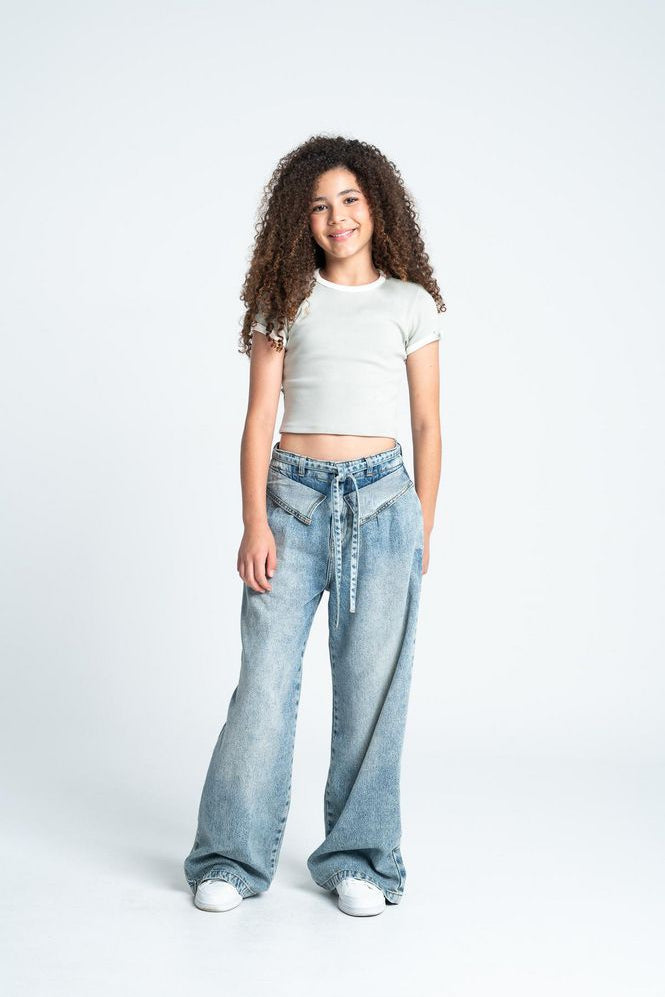Pantalon Pretina doblada, amplio, bota ancha Wide leg PEOPLE