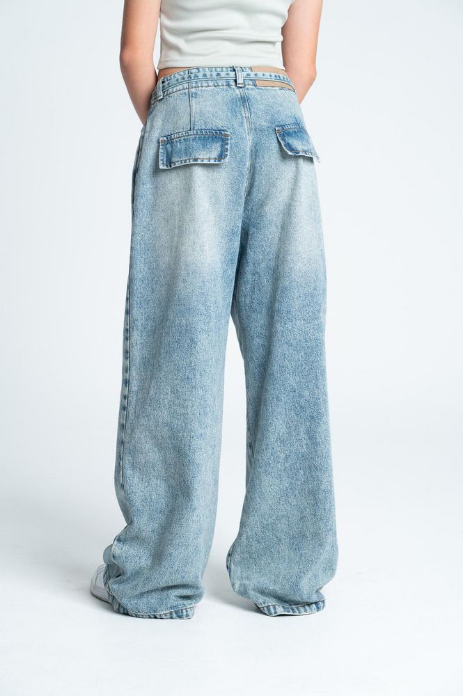Pantalon Pretina doblada, amplio, bota ancha Wide leg PEOPLE