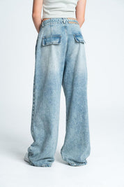 Pantalon Pretina doblada, amplio, bota ancha Wide leg PEOPLE